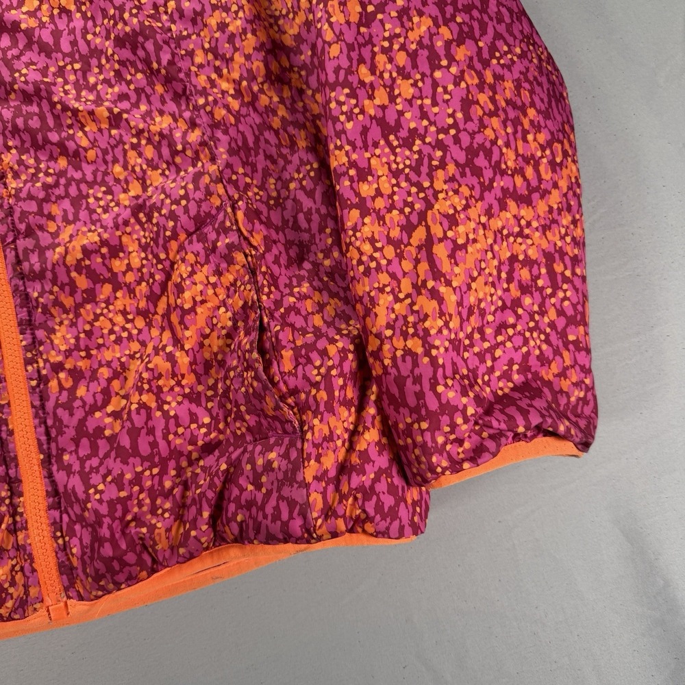 The North Face Puffer Jacket Youth Girls Large Pink Orange Reversible Hooded - Picture 3 of 12